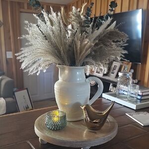 Boho Farmhouse Centerpiece, Vintage Picture Used As Vase, White Washed Riser